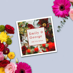 Serviette En Papier Élégante roses rouges fleurs fleurs Mariage floral