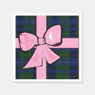 Serviette En Papier Élégante serviette de cocktail plaid avec arc