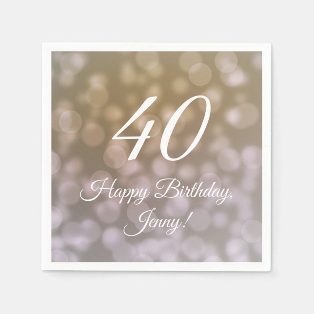 Serviette En Papier Élégante serviettes de 40e anniversaire pour elle (Devant)