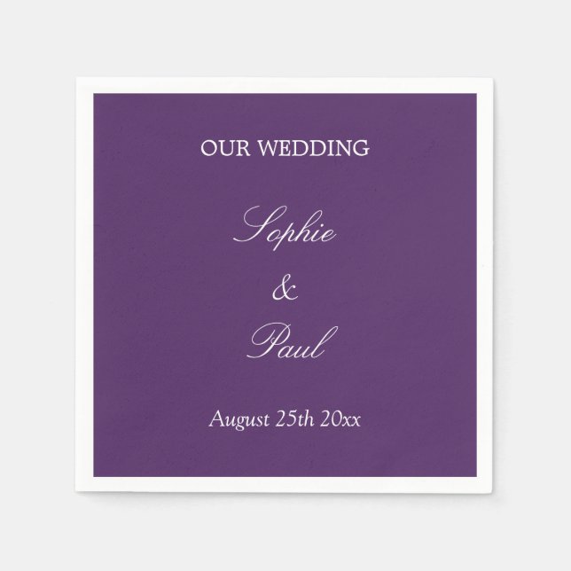 Serviette En Papier Élégante serviettes Mariage foncé violet (Devant)