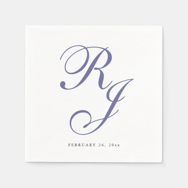 Serviette En Papier Élégante serviettes Mariage Monogram (Devant)