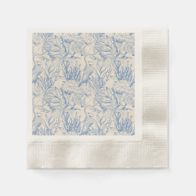 Serviette En Papier Élégante toile bleue océane (Devant)