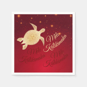 Serviette En Papier Élégante tortue de Noël hawaïenne