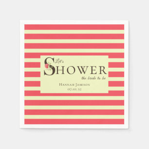 Serviette En Papier Élégante typographie florale Coral Green Douche