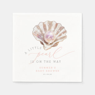 Serviette En Papier Elégante, Une Petite Perle Se Trouve Sur Le Chemin