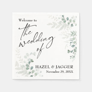 Serviette En Papier Elégante verdure Bienvenue au Mariage de