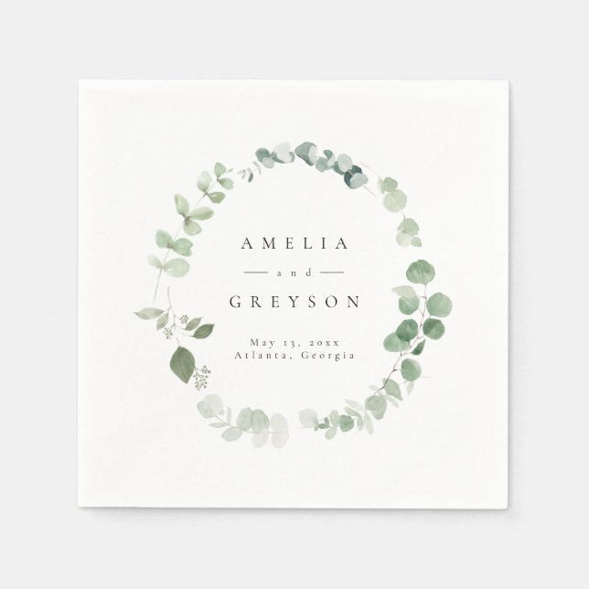 Serviette En Papier Élégante verdure Mariage Cocktail Papier de Cockta (Devant)