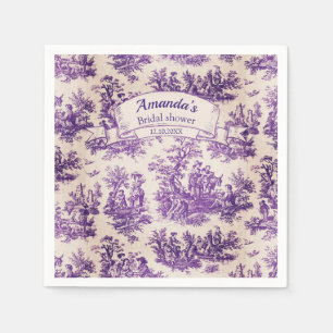 Serviette En Papier Elégante vintage violet toile de jouy Douche nupti