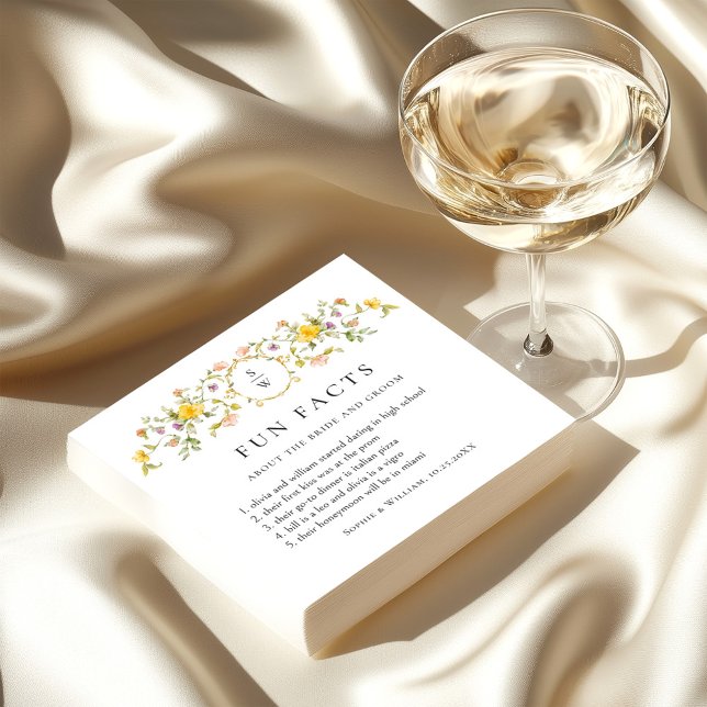 Serviette En Papier Élégantes Fleurs Sauvages Aquarelle Mariage Floral (Créateur téléchargé)