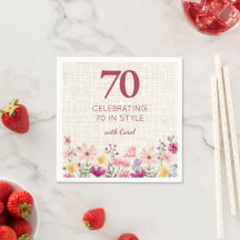 Élégantes fleurs sauvages lin pour 70e anniversair