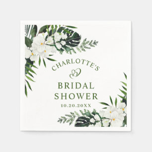 Serviette En Papier Élégantes Orchidées Blanches Bohème LANCER DE MARI