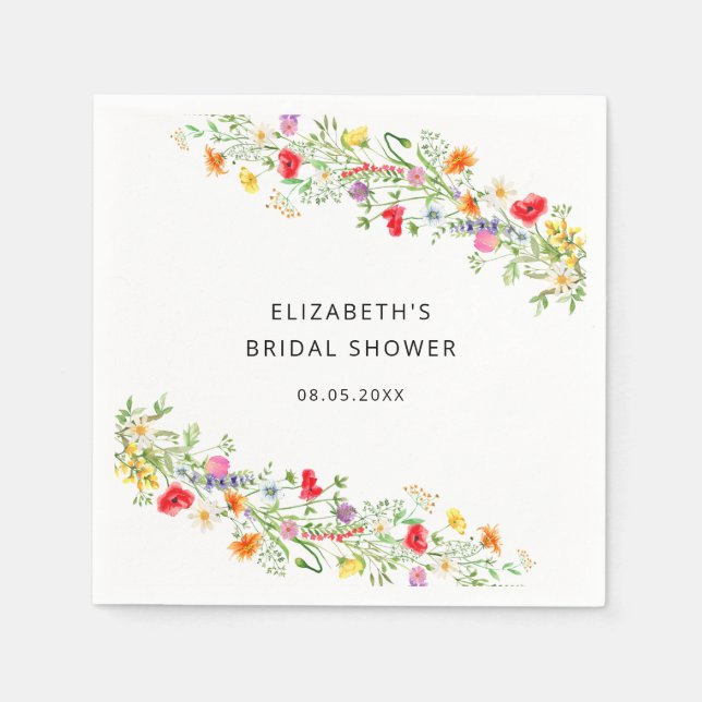 Serviette En Papier Élégantes serviettes de douche fleurs sauvages (Devant)