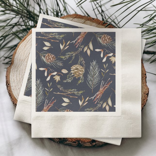 Serviette En Papier Élégantes serviettes d'hiver avec Pinecones (Créateur téléchargé)