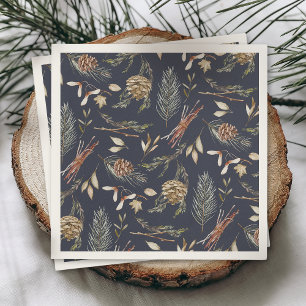 Serviette En Papier Élégantes serviettes d'hiver avec Pinecones