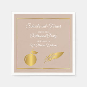 Serviette En Papier Élégants Enseignants Golden Pastel Retraite Party