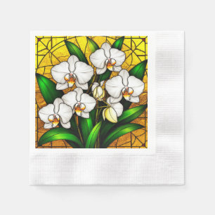 Serviette En Papier Élégants orchidées blanches en verre coloré