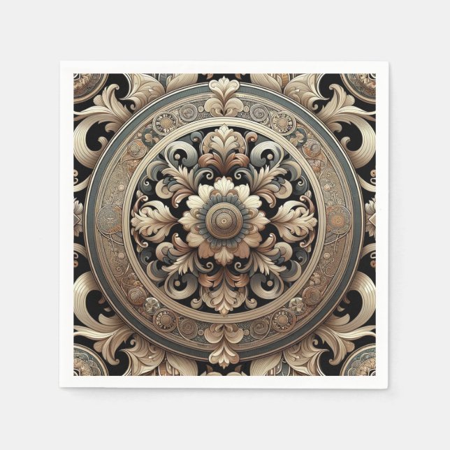 Serviette En Papier Eleganza Moderna Fancy Motif baroque (Devant)