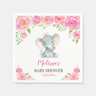 Serviette En Papier Élément Rose Fleur Bébé Fille Douce Fête Gaspillag