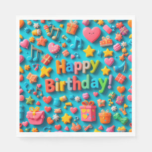 Serviette En Papier Éléments colorés de célébration d'anniversaire