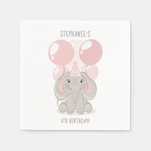 Serviette En Papier Éléphant avec un chapeau de fête d'anniversaire