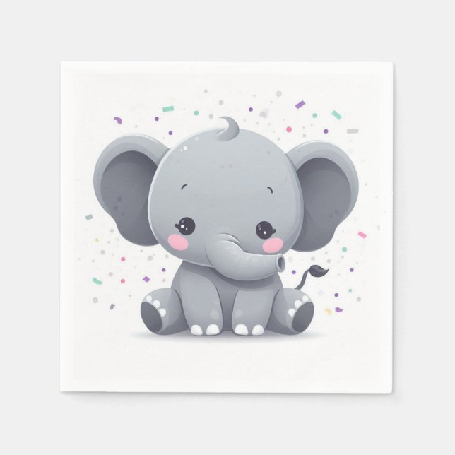 Serviette En Papier Elephant Baby shower fête d'anniversaire (Devant)