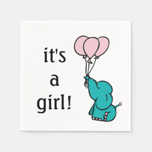Serviette En Papier Eléphant bébé - C'est une fille - Baby shower serv