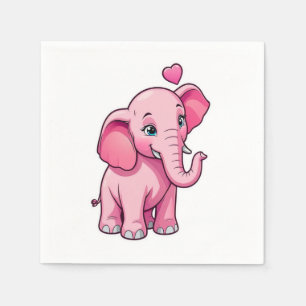 Serviette En Papier Eléphant Bébé Rose Cute Avec Amour