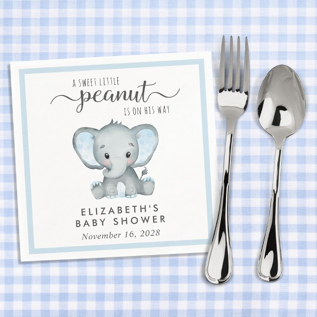 Serviette En Papier Eléphant Bleu Bébé Douche garçon (Créateur téléchargé)