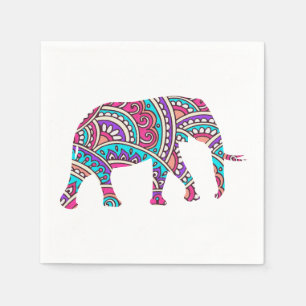 Serviette En Papier Éléphant coloré