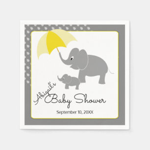 Serviette En Papier Éléphant et bébé, baby shower de parapluie