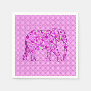 Serviette En Papier Éléphant fleur - orchidée et magenta