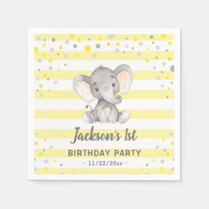 Serviette En Papier Eléphant jaune 1er anniversaire Little Peanut Par