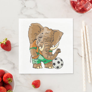 Serviette En Papier Elephant Jouant Au Football