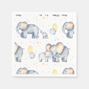 Serviette En Papier Eléphant mignon avec Baby shower d'aquarelle maman