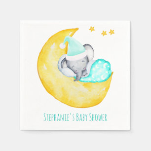 Serviette En Papier Eléphant mignon bébé sur le Baby shower de la lune