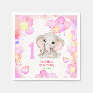 Serviette En Papier Eléphant mignon été fille colorée 1er anniversaire