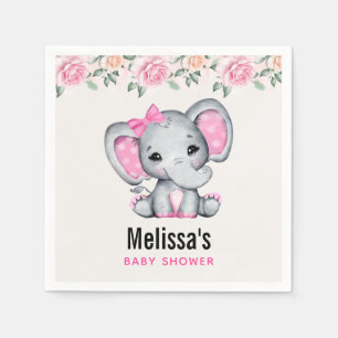 Serviette En Papier Eléphant mignon rose bébé et douche frontalière Ro