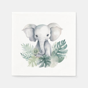 Serviette En Papier Eléphant Neutre Met Premier Anniversaire