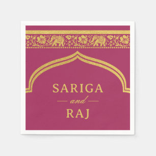 Serviette En Papier Eléphant Or & Lotus Flower Mundap Arch Mariage