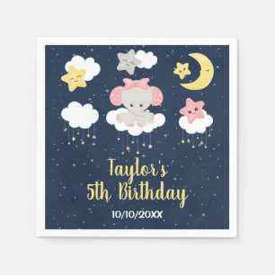 Serviette En Papier Elephant rose et la fête d'anniversaire de la Mari