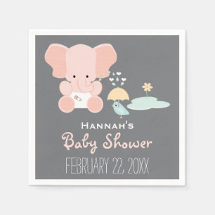 Serviette En Papier Éléphant rose peu dans le baby shower d'oiseau d