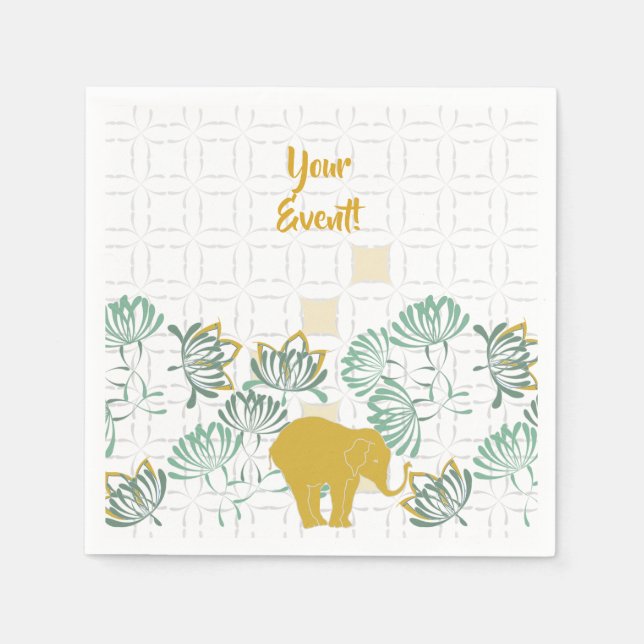 Serviette En Papier Elephant Safari Floral Jungle Zoo Botanique (Devant)