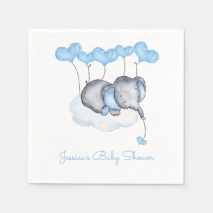 Serviette En Papier Eléphant sur le bleu nuageux Ballons Baby shower g
