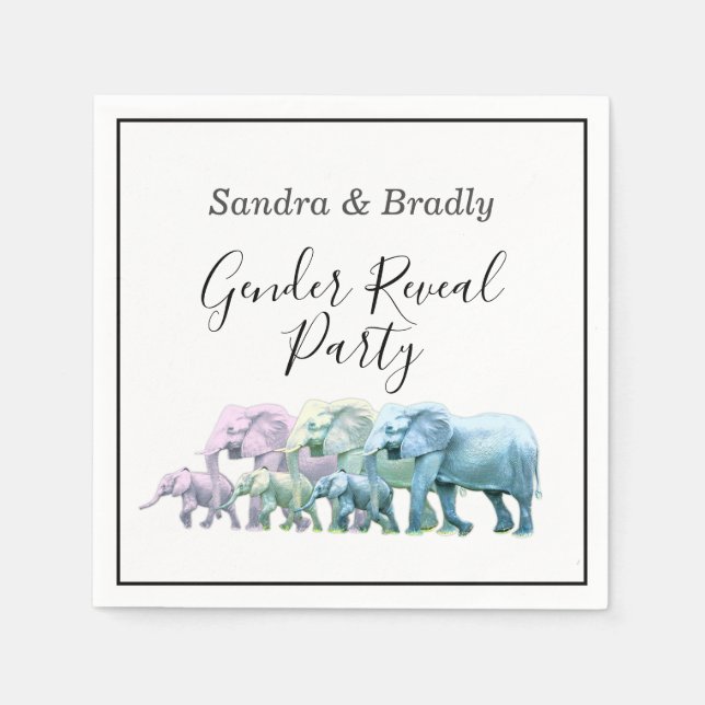 Serviette En Papier Eléphants Bébé mignons modernes (Devant)