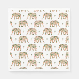Serviette En Papier Éléphants ornés de paisley floral indien