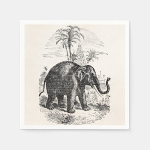 Serviette En Papier Éléphants personnalisés vintages d'éléphant