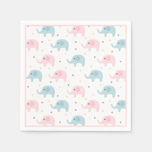Serviette En Papier Eléphants roses fille Baby shower mignonne