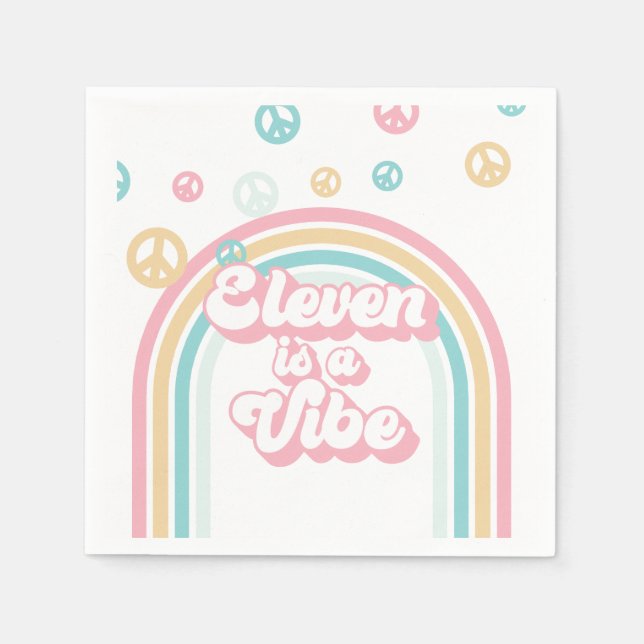 Serviette En Papier Eleven est une Vibe Retro Summer Rainbow (Devant)