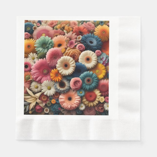 Serviette En Papier Élevez Votre Espace Fleur Gerbera Daisy Floral Col (Devant)