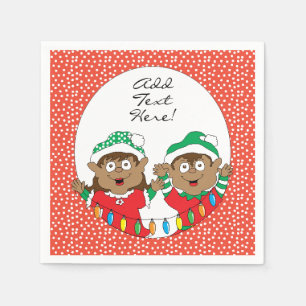Serviette En Papier Elfes de Noël de couleur